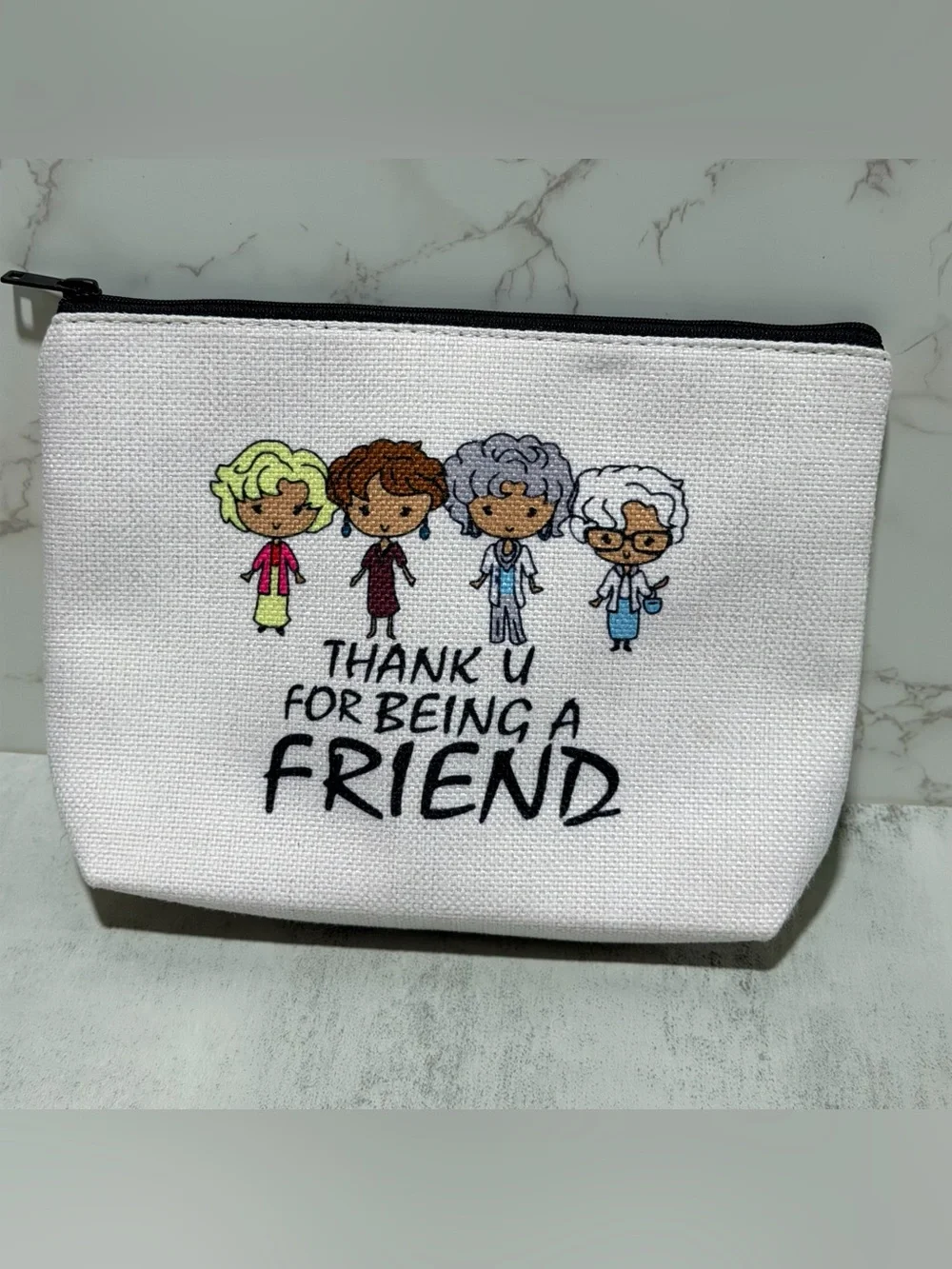 Golden Girls White 'Thank U For Being A Friend' Canvas Pouch